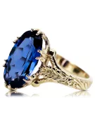 Sapphire 8K žluté zlato Ring Vintage vrc084x-sp Art Deco